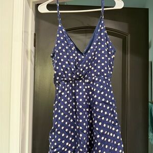 Blue Polka Dot Spaghetti Strap Romper
